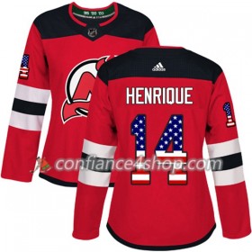 Adidas Maillot de Hockey New Jersey Devils Adam Henrique 14 2017-2018 Rouge USA Flag Fashion Authentic - Femme